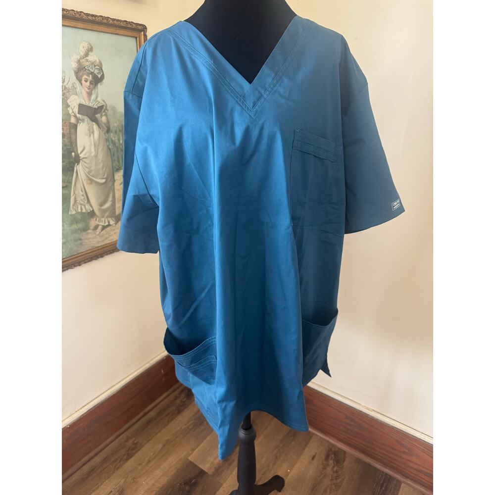 NWT Cherokee Core Stretch Scrub Top XL Teal Unisex V Neck Medical